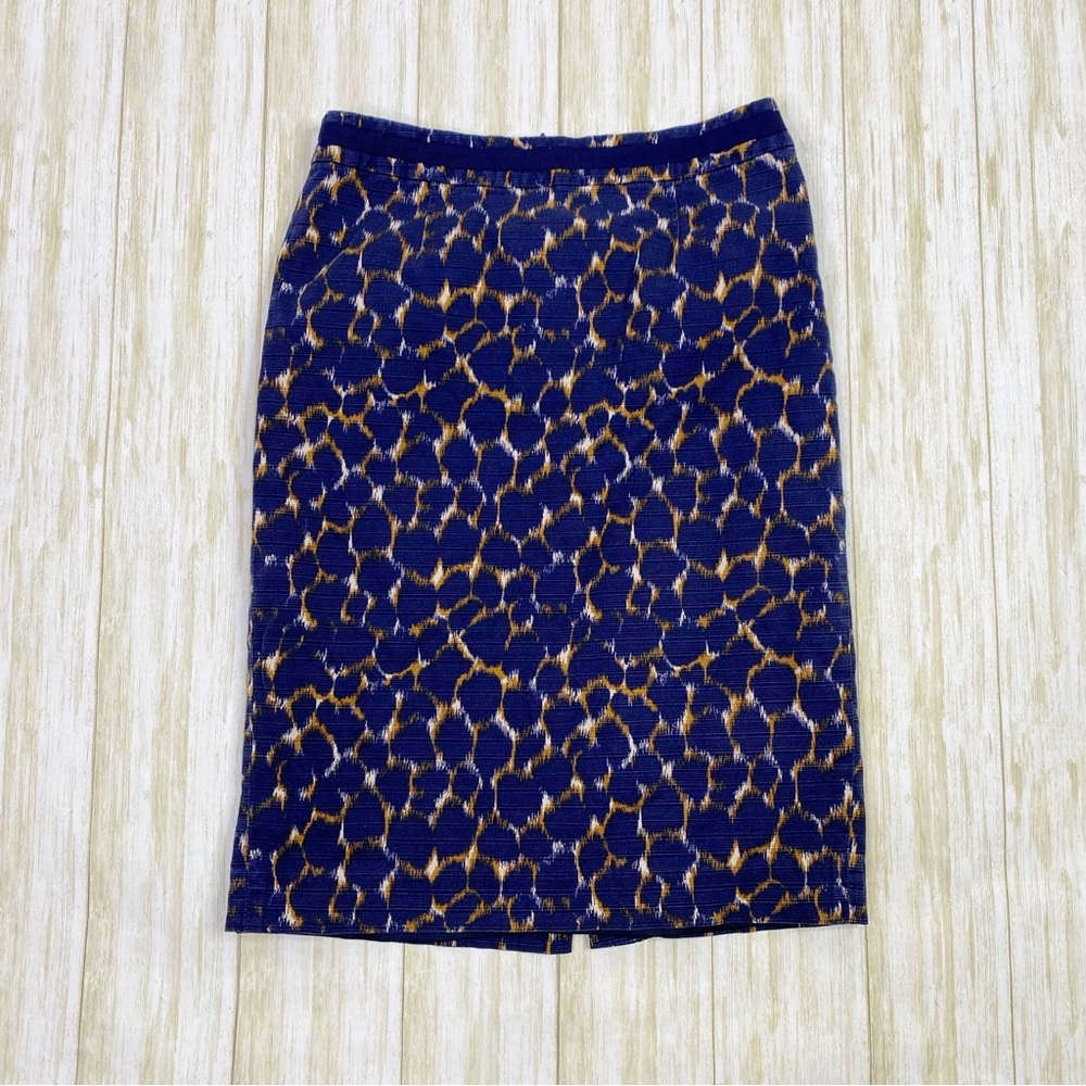 Boden Blue & Brown Print Pencil Skirt